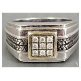 Sterling silver & diamond designer men's ring-