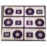 6 Morgan U.S. silver dollars on cards w/