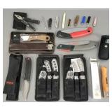 Group knives incl Buck, saws, elk skinning sets,