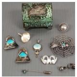 Gp sterling silver, etc jewelry & miniature copper
