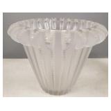 R Lalique Royat frosted crystal vase- 6'H