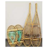 2 pr wooden snowshoes: 50'L vintage & 27'L