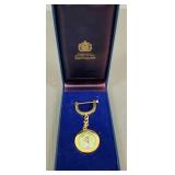 Halcyon Days enameled key ring- golf motif in box