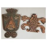 2 antique wooden crests- 15'H tallest