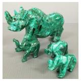 4 malachite animal figures 4 1/2'H 8 1/2'W largest