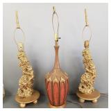 3 mid-century modern table lamps(small chip)- 35'H