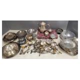 Gp silverplate, 2 weighted sterling candlesticks,