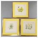 3 A B Mc Peake signed floral watercolors- 15 1/2'H