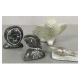 4 Inuit stone carvings- some signed- 5 1/2'H