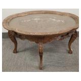 Carved walnut eagle motif low table w/ lift off