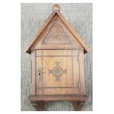 Antique carved oak altar cabinet 'Olea Sancta' w/