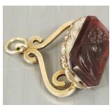 Tested 10K gold & cameo fob- 7.7g; 1' (cameo is