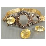 Tested 10K gold bracelet s/w citrines- 13.4g- 6'