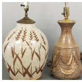 2 mid-century studio pottery lamps- 17 1/2'H
