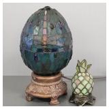 2 small decorative stained & leaded glass lamps/