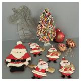 Gp vintage Christmas incl tree with charms- 14'H,