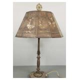 Antique Deco metal lamp w/ mica shade-