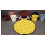 13 pcs Fiestaware incl 10 1/2' plates, 11 1/4' egg