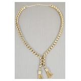 14k heavy gold tassel chain necklace- 54.5g,