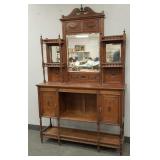 Antique carved walnut sideboard w/ mirror- 85'H