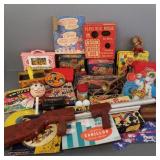 Gp vintage musical, etc toys incl Newell airfire