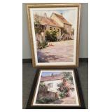 2 large framed giclee prints- cottage scenes- 48'H