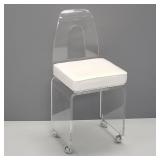 Lucite swivel chair with upholstered seat- 32'H