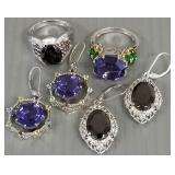 2 matching ring & earrings sets: sterling silver,