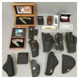 8 knive incl K Bar & 9 holsters (one leather)