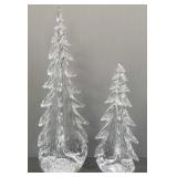 2 Simon Pearce signed handcrafted glass evergreen