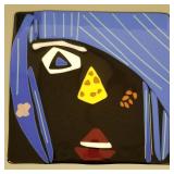 Lg art glass plaque/ tile- face- 11 1/2'H 12'W