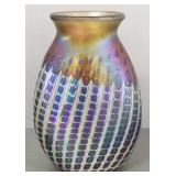 Jim Bush signed art glass vase- 8 1/4'H