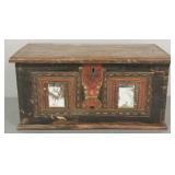 Small carved & painted immigrant trunk w/ mirrored