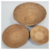 3 vintage Native American woven baskets incl