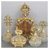 5 ormolu mounted perfume bottles- 9 1/2'H