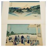 2 vintage Hokusai woodblock prints incl from