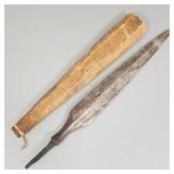 Antique hand forged spearhead w/ wooden