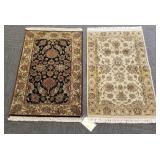 2 small Agra pattern wool rugs- approx. 2' x 3'