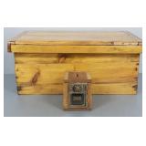 Pine immigrant trunk & PO box bank- 12'H 27 1/2'W