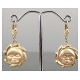 14 gold sun motif earrings- 2.5g; 1 3/8'L