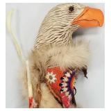 Native American carved & beaded dance stick-