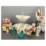 Group vintage organ grinder motif ceramics incl