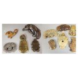 11 pcs jade & hardstone items: pendants, amulets,