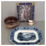 4 items: antique style stained & leaded glass