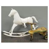 2 child's toys: metal rocking horse- 26'H 36'L &