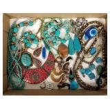 Group ethnic jewelry incl beads, earrings, etc-