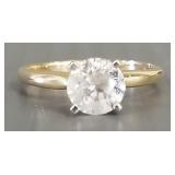 14K gold ring s/w clear stone- 2.8g; size 7 3/4