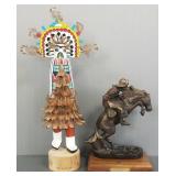 Signed Hopi Kachina & Remington replica