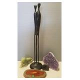 Group stone & metal items incl amethyst & crystal