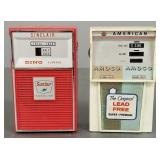 2 vintage Oil Co. gas pump style transistor radios